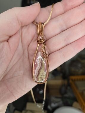 Rhodocrosite Wire Wrap Crystal Pendant